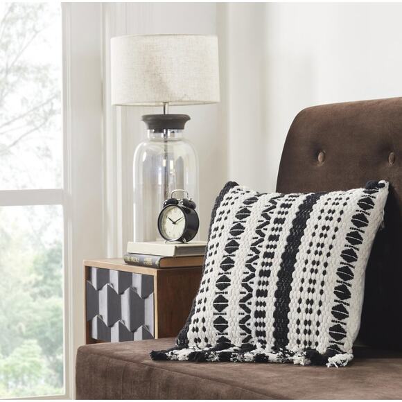 Modern Threads NWT Black White Pattern Tanasi Decorative Pillow Cover - Picture 1 of 4